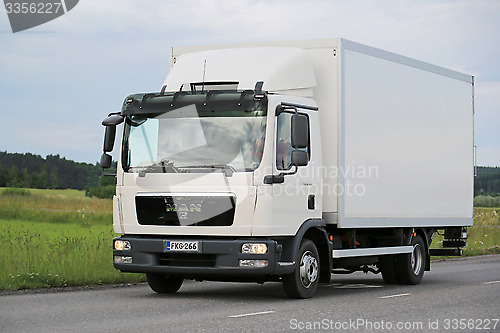 Image of White MAN TGL Delivery Truck on the Road