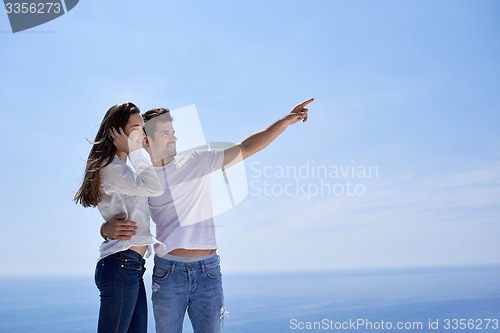 Image of happy young romantic couple have fun and  relax at home