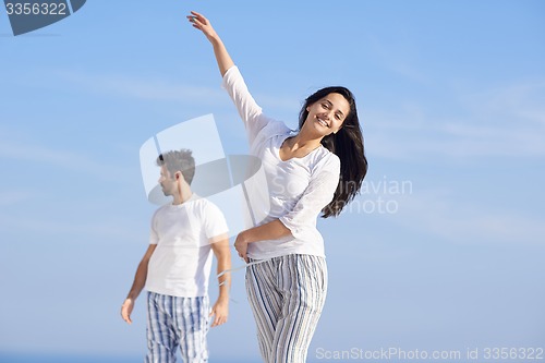 Image of happy young romantic couple have fun and  relax at home