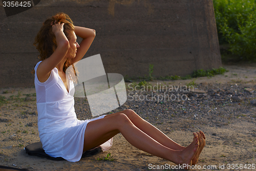 Image of Attractive woman on beach
