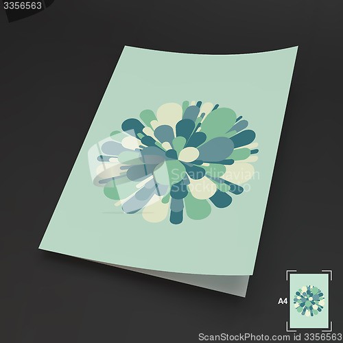 Image of A4 Business Blank. Salute And Fireworks. 3d Vector Illustration.