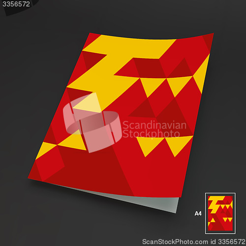 Image of A4 Business Blank. 3d Blocks Structure Background. 