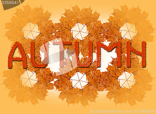 Image of inscription Autumn on the autumn leaves