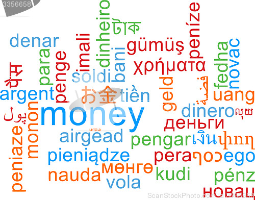 Image of Money multilanguage wordcloud background concept