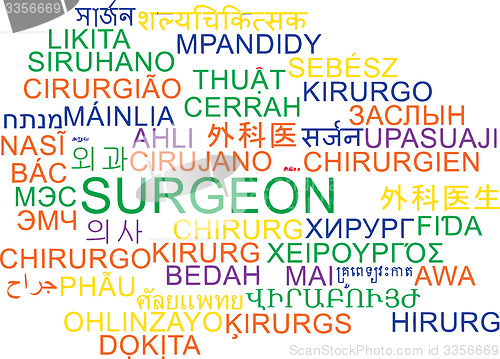 Image of Surgeon multilanguage wordcloud background concept