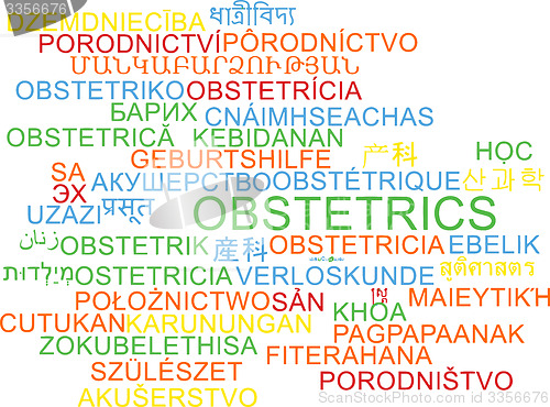 Image of Obstetrics multilanguage wordcloud background concept