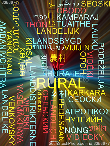 Image of Rural multilanguage wordcloud background concept glowing