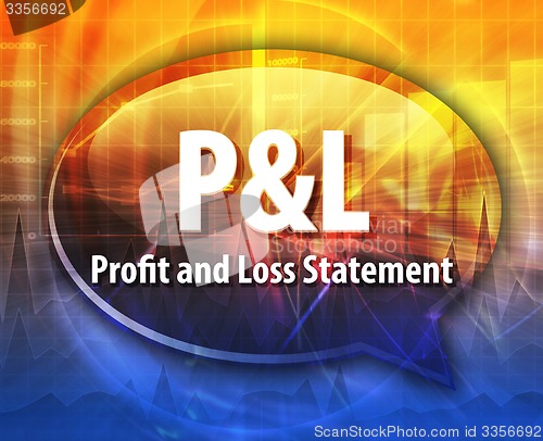 Image of P&L acronym word speech bubble illustration