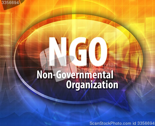 Image of NGO acronym word speech bubble illustration
