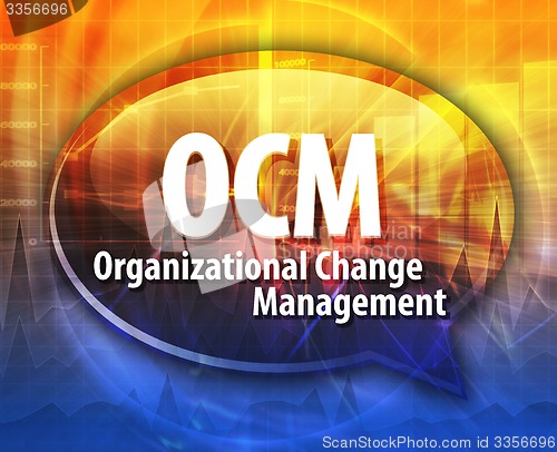 Image of OCM acronym word speech bubble illustration