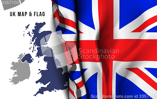 Image of United Kingdom map and flag