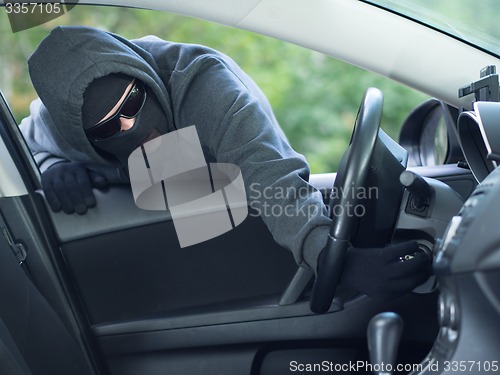 Image of Burglar wearing mask balaclava, car burglary