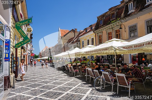 Image of Outdoor cafe at Republic street, near Council Square, Brasov