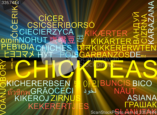 Image of Chickpeas multilanguage wordcloud background concept glowing