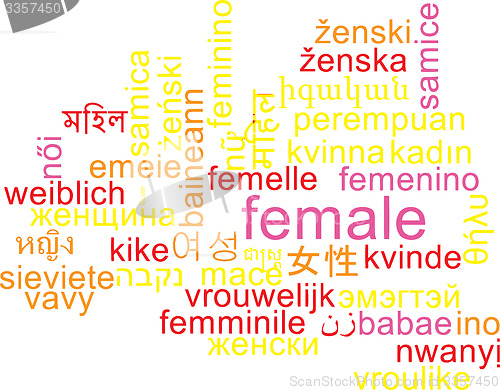 Image of Female multilanguage wordcloud background concept