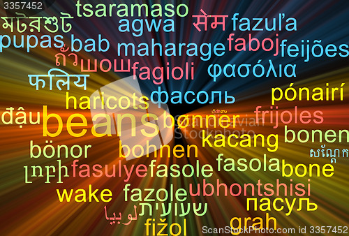 Image of Beans multilanguage wordcloud background concept glowing
