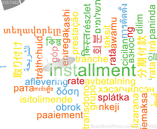 Image of Installment multilanguage wordcloud background concept