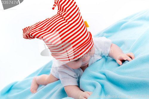 Image of Baby on a blue blanket