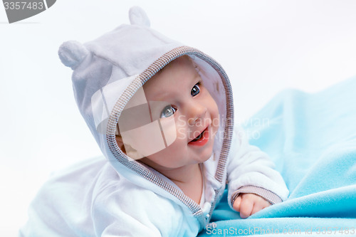 Image of Baby on a blue blanket