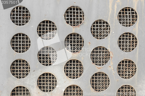 Image of Abstract Metal Grid Circles Background