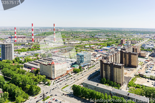 Image of Harkovskaya street and power plant. Tyumen. Russia