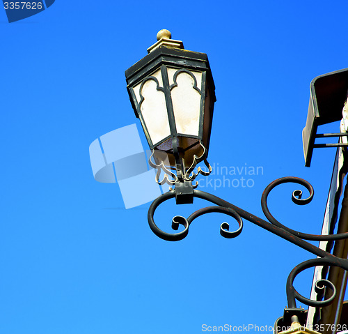 Image of  street lamp in morocco africa old lantern   the outdoors and sk