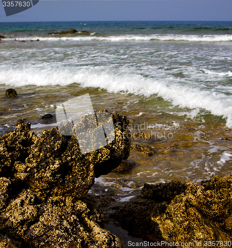 Image of in lanzarote  isle  sky cloud beach   water 