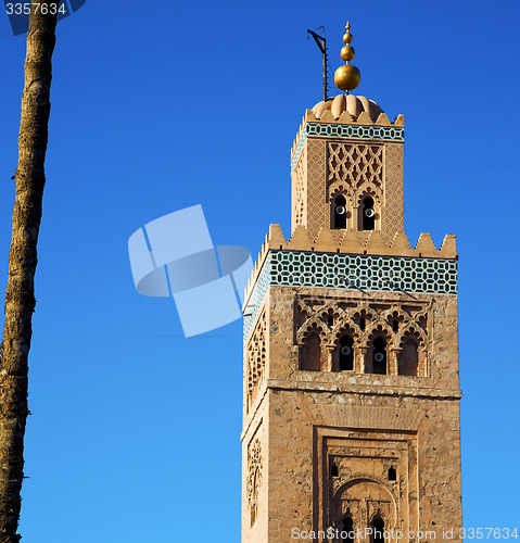 Image of history in maroc africa  minaret religion and the blue     sky