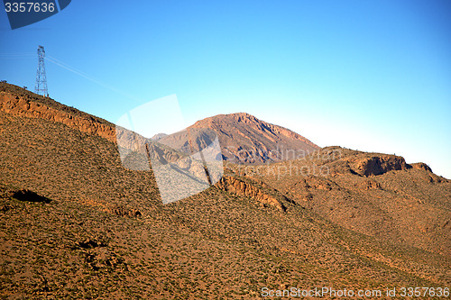 Image of valley in   africa electrical line high voltage power hill 