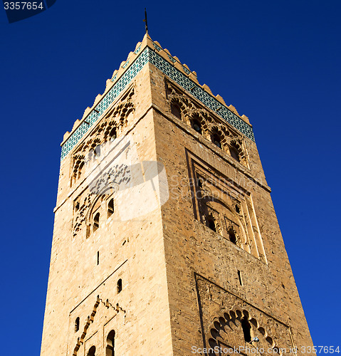 Image of in maroc africa minaret and the blue    sky