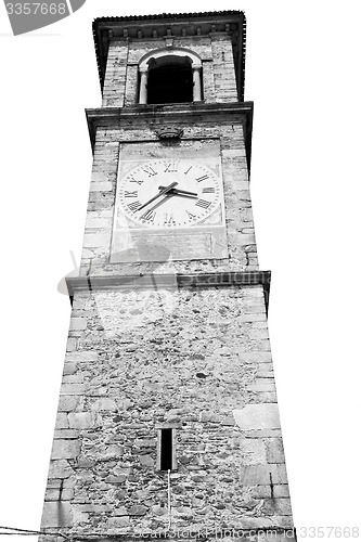 Image of ancien clock tower in italy europe old  stone and bell