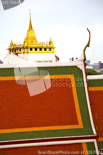 Image of roof  gold    temple   in   bangkok  thailand 