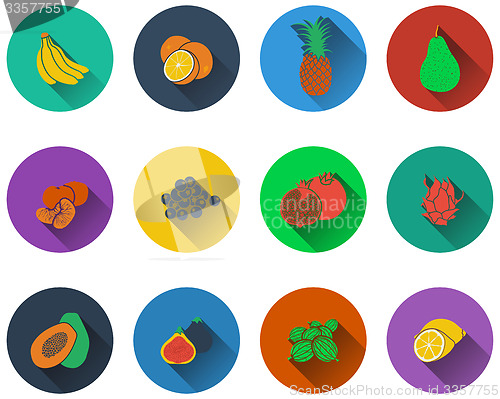Image of Set of fruits icons in flat design