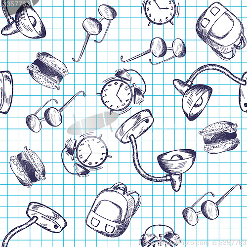 Image of Seamless pattern with education theme