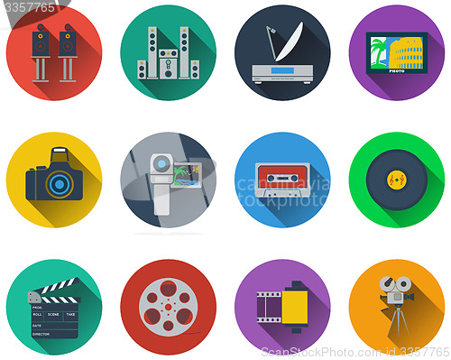 Image of Set of multimedia icons in flat design