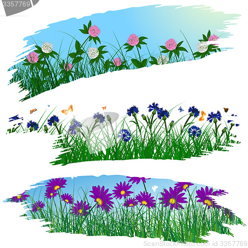 Image of Set of brushstroke flower frames