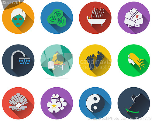 Image of Set of spa icons in flat design