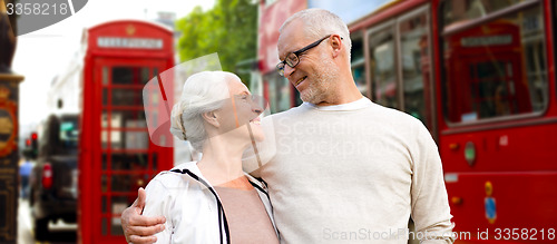 Image of happy senior couple on london street in england