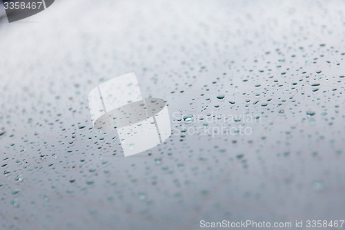 Image of close up of wet rear car glass