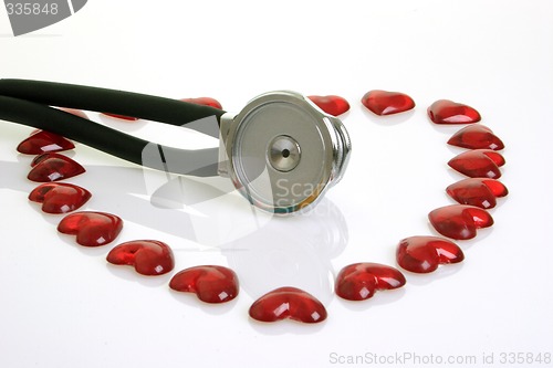 Image of Stethoscope with red decoration hearts