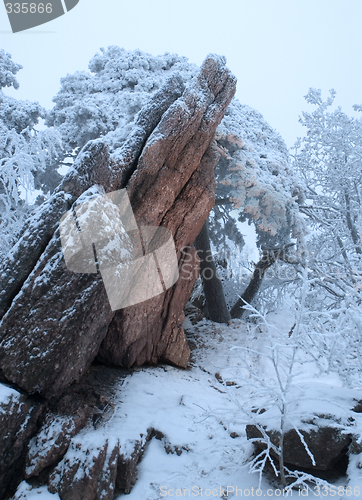 Image of Red Rock under Snow