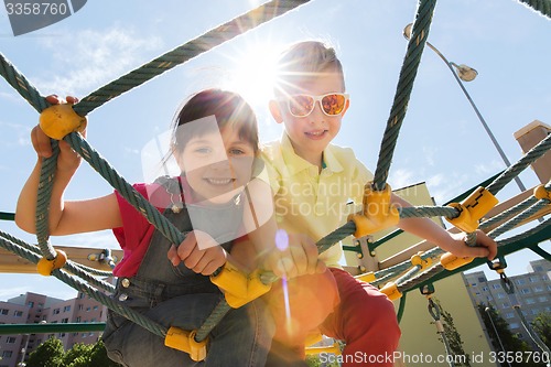 Image of group of happy kids on children playground
