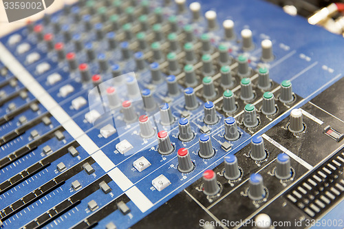 Image of control panel at recording studio or radio station