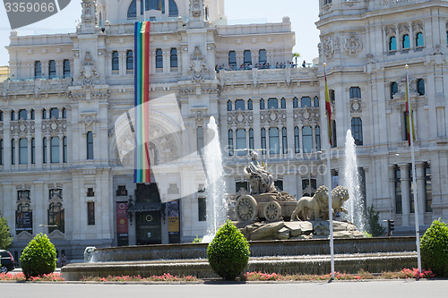 Image of Cibele gountain and gay pride flag