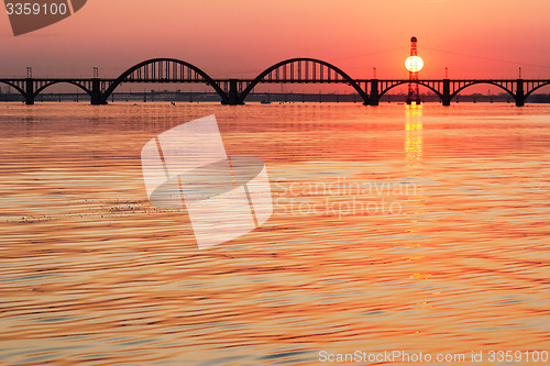 Image of Sunset over river