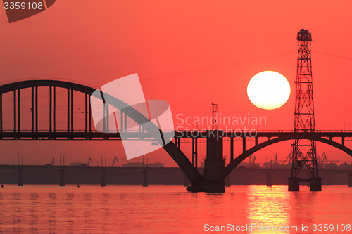 Image of Sunset over river