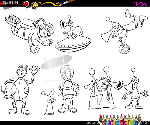 Image of aliens cartoon coloring page