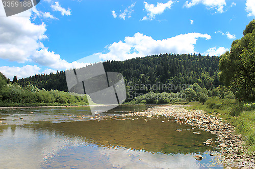 Image of speed mountainous river in Carpathian mountains