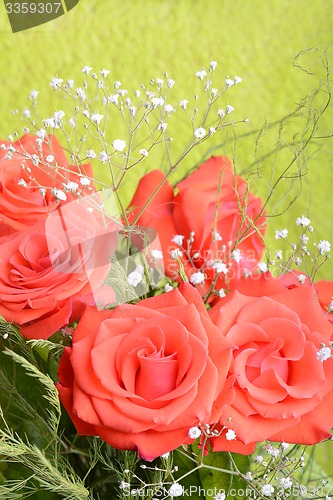 Image of Red roses bouquet, flowers bouquet