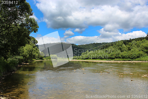 Image of speed mountainous river in Carpathian mountains